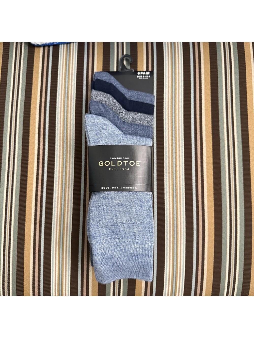 Cambridge Gold Toe Mens Socks Pack of 6 Pairs Cool Dry Comfort Dress Size 6-12.5
